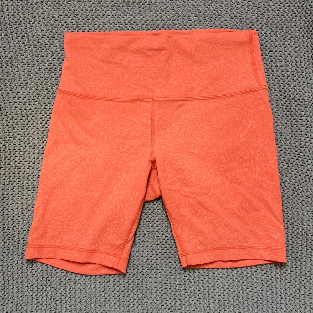 Orange Wunder Train Lululemon Biker Shorts